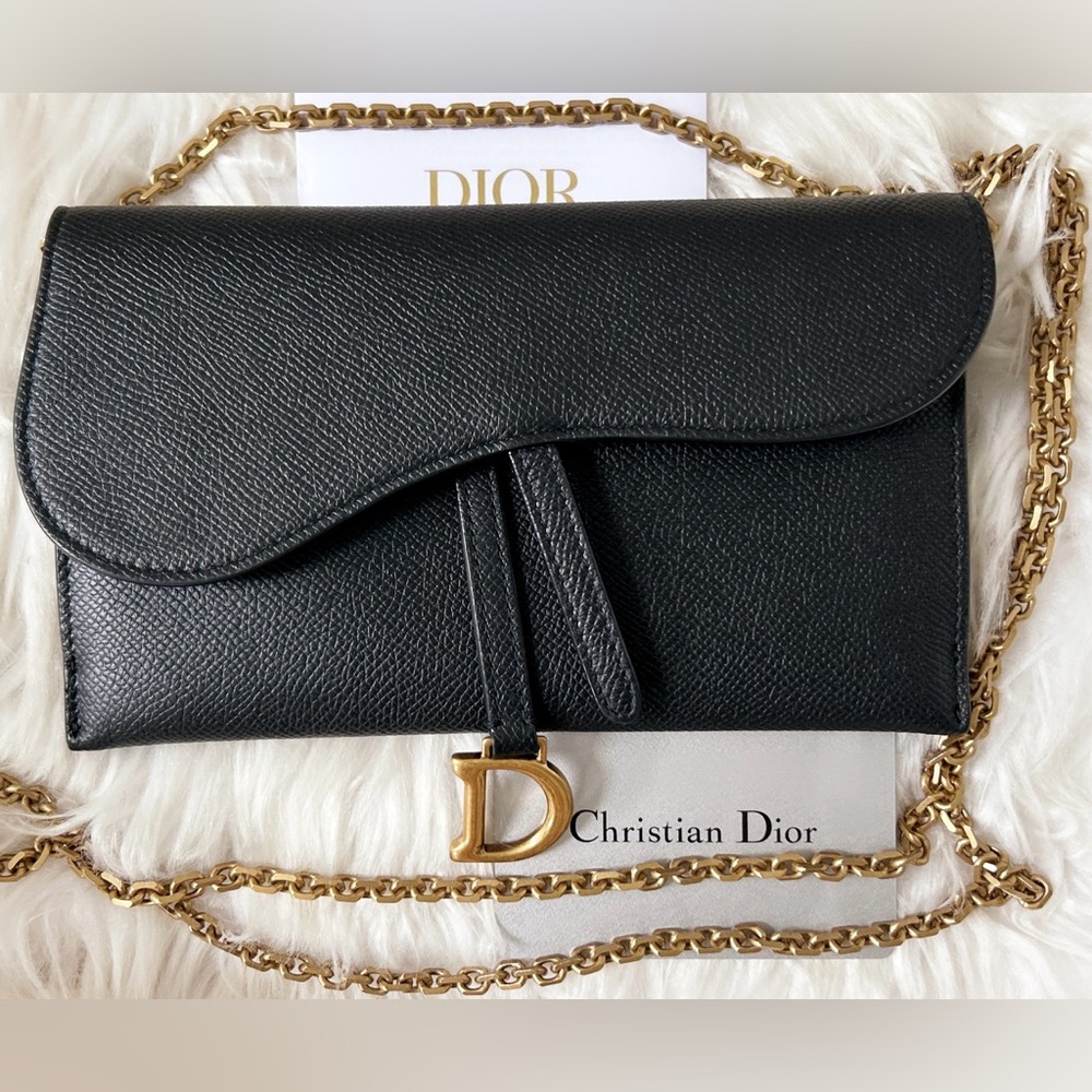 DIOR Saddle Long Wallet with Chain Bag leather crossbody. SOLD - Picture 1 of 16